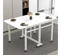 Foldable le Dining Table with 8 Wheels Space-Saving Design for Indoor/Outdoor Use No Assembly Required White 1m Leaf Pattern