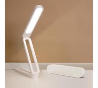 Foldable LED Desk Lamp, Slim Rechargeable USB Table Light, 2400mAh Reading Lamps, 3 Color Modes & Stepless Dimming, Portable Small Desk Light for Office Home Dormitory