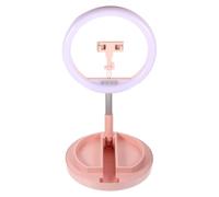 Foldable LED Ring Light for Mobile Phone Live Broadcast Anchor Pink | Adjustable Brightness, 5v 2a USB Charging, 3300 to 6000k Range, One-piece Chassis Design