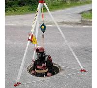 Foldable Lifting Tripod for Tight Spaces, Fall Protection with Galvanized Steel Cable - Durable, Lightweight, Ideal for Rescue Operations and Safety Solutions