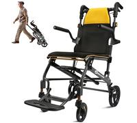 Foldable Lightweight Wheelchair with Telescopic Handle and Footrests, Seat Width 43 cm, 8.8 kg Wheelchairs Portable for Adults, Travel Wheelchair Suitable for Elderly People