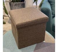 Foldable Linen Storage Ottoman Cube Pouf Seat Toy Chest for Living Room Bedroom Entryway 30x30x30CM Stylish & Space Saver