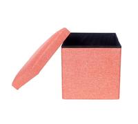 Foldable Linen Storage Ottoman Footrest & Vanity Stool Space-Saving Entryway Shoe Change Box Multi-Functional Footrest for Living Room 16x10x10 inch (Orange)