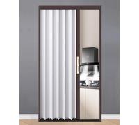 Foldable Lockable Accordion Gate, Aluminum Closet Door with Lock Key, Sliding Screen Door for Home Pantry Living Room