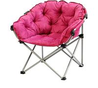 Foldable Lounge Chair Large Fabric Sofa Chair Reclining Moon Chair for Dorm Room Red Lazy Chair for Breaks & Lunch Comfortable Indoor Seating Solution