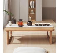 Foldable Low Floor Sitting Table Solid Wood Coffee Table Collapsible Natural Tea Table for Living Room 39x20x12 inches Space Saving Design