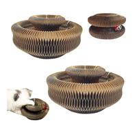 Foldable Magic Organ Cat Scratcher Toys,Accordion Scratch Pad with Ball,Cat Scratching Board Cardboard Toy,Foldable Scratch Board with Ball,Kitten Curl Round Toy with Bell,Cat Scratcher (Brown, 2PC)