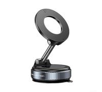 Foldable Magnetic Car Phone Holder with 360 Degree Adjustable Vacuum Mount for Hands Operation and Stability on Roads (Black)