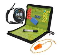 Foldable Magnetic Football Tactic Board Soccer Tactics Folder with Timer Whistle Referee Cards Soccer Coaches Clipboard Football Game Football Training Tactics Clipboard (A)