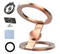Foldable Magnetic Ring Phone Mount, 360° Rotation Double Sided Magnetic Phone Ring Holder, Ultra-Thin Cell Phone Grip Stand Compatible for Car Vent, Desk & Gym (Spinner-A)