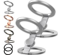 Foldable Magnetic Ring Phone Mount - Strong Hold, 360° Rotation & Ultra-Thin - Perfect For Car Vent, Desk Or Handheld Grip, Magnetic Phone Holder For Car，Car Magnetics Holder (2 PCS - Silver)