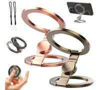 Foldable Magnetic Ring Phone Mount, Strong Hold Phone Stand with 360° Rotating Fidget Spinner, Ultra-Thin Double Ring Magnetic Gym Phone Stand for Car Vent, Desk or Handheld Grip (2pc-d)