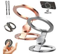 Foldable Magnetic Ring Phone Mount, Strong Hold Phone Stand with 360° Rotating Fidget Spinner, Ultra-Thin Double Ring Magnetic Gym Phone Stand for Car Vent, Desk or Handheld Grip (2pc-e)