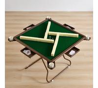Foldable Mahjong Table for 4 Players, Portable Game Table with Cup Holders