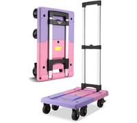 Foldable Manual Cart with Wheels Purple Plastic Platform Trolley Heavy Duty Lightweight Versatile Sizes (31 * 50CM) for Easy Transport and Stora