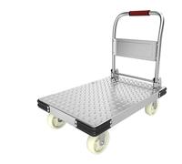 Foldable Manual Cart with Wheels Silver Folding Platform Trolley Heavy Duty Cact Size (110 * 65 cm) Ideal for Shopping Moving C and Outdoor Use