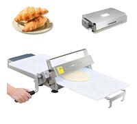 Foldable Manual Dough Sheeter Machine for Croissant Laminating, Adjustable Thickness 0-25mm, Stainless Steel Roller for Home & Commercial Use