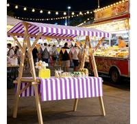 Foldable Market Stall Display Stand, Portable Mobile Vendor Cart With Canopy, Craft Fair, Farmers Market, Pop-Up Shop, Easy Assembly Commercial Vending Shelf(Purple,47.2in/120cm)