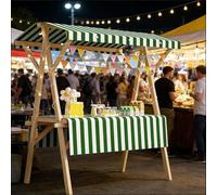 Foldable Market Stall Display Stand, Portable Mobile Vendor Cart With Canopy, Craft Fair, Farmers Market, Pop-Up Shop, Easy Assembly Commercial Vending Shelf(Dark green,47.2in/120cm)