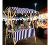 Foldable Market Stall Display Stand Portable Mobile Vendor Cart With Canopy Easy Assembly Commercial Vending Shelf for Farmers Market Party Events Display,01,47.2in/120cm