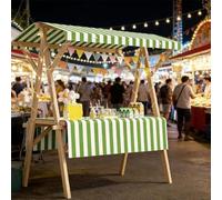 Foldable Market Stall Display Stand Portable Mobile Vendor Cart With Canopy Easy Assembly Commercial Vending Shelf for Farmers Market Party Events Display,03,59in/150cm