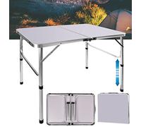 Foldable Market Table 90x60cm Height Aluminum Camping Table Portable Carrying Case with Handle Sturdy White Top Ideal for Fairs Buffets & Events