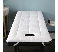 Foldable Mattress Topper for Massage Table, Face Breath Hole, Elastic Bands, Spa Bed Protector