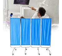 Foldable Medical Privacy Screen on Wheels 200 x 180 cm Stainless Steel Medical Screen Curtains, for Emergency Room, Ward, ICU Monitoring Room Divider (200 x 180 cm)