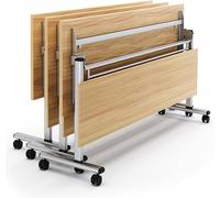 Foldable Meeting Table with Wheels & Privacy Panel Design for Office Eon & Training Room Natural h Space-Saving & Portable