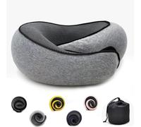 Foldable Memory Foam Travel Neck Pillow Ergonomic U Shape Dark Gray | Adjustable Support, Snap Design, Plane Train Car Use, Portable Travel Pillow, Neck Support