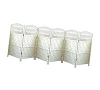 Foldable Mesh Room Divider 6Panel Freestanding Screen Breathable Short Interior Partition for Office & Home Spaces Versatile White Design Easy Setup