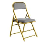 Foldable Metal Chairs with Comfortable Upholstered Back, Faux Leather Seating, Perfect for Garden, Camping, Office Guests & Visitors - Blue