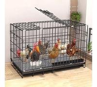 Foldable Metal Chicken Coop with Wheels, Portable Poultry Cage for Small Animals, Easy Move Rabbit Hutch for Outdoor Use