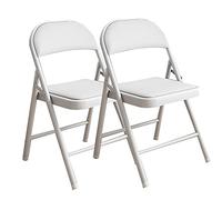 Foldable Metal Dining Chair Set 2-Piece Heavy Duty 500 lbs Stylish Black/White Design Perfect for Kitchen Restaurant and Party Use