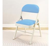 Foldable Metal Garden Chair with Thick Cushion & Backrest, 158kg Capacity, Comfortable Outdoor Reclining Folding Chair (White/Light Blue)