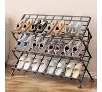 Foldable Metal Shoe Rack High Capacity Portable Design for Entryway Garage Office - Space-Saving to Keep Your Shoes Neat and Tidy