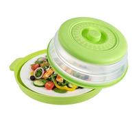 Foldable Microwave Cover for Food with Anti-scald Base Mat, Collapsible Microwave Plate Cover with Tray PP+TPR late Covers for Food, Microwave Splatter Guard Colander Strainer for Fruit Vegetable