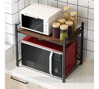 Foldable Microwave Storage Rack - Kitchen for Counter Baker's Rack Printer & Fax Shelf Space-Saving Black Kitchen Storage Solution