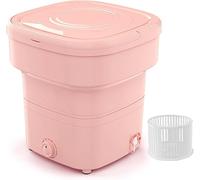 Foldable Mini Washer, Portable Washing Machine with Drain Basket, Split Type, 18L Large Capacity for Family, Camping, Dorms and Other Environment,Pink,1