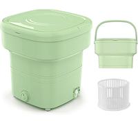 Foldable Mini Washer, Portable Washing Machine with Drain Basket, Split Type, 18L Large Capacity for Family, Camping, Dorms and Other Environment,Green,2