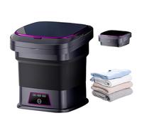 Foldable Mini Washing Machine, 13L Portable Washer, 3 Modes Portable Mini Washing Machine with Drain Pipe, Handle and Suction Cup for Underwear, Socks, Small Washer black