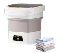 Foldable Mini Washing Machine, 13L Portable Washer, 3 Modes Portable Mini Washing Machine with Drain Pipe, Handle and Suction Cup for Underwear, Socks, Small Washer white