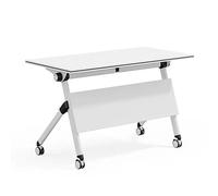 Foldable Mobile Conference TableModern Flip Top Meeting Desk with Caster Wheels Ideal for Office & Classroom Seminars 47" White Training Table