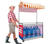 Foldable Mobile Food Cart with Waterproof Canopy and Wheels for Outdoor Vending of Hot Dogs, Ice Cream, and Lemonade