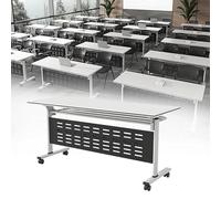 Foldable Mobile Meeting Table with Silent Wheels, 120cm Modern Multifunctional Desk for Home, Office & Conference Room, Space-Saving, Easy to Move, Versatile Use