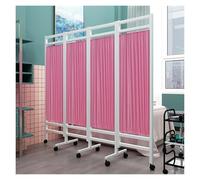 Foldable Mobile Privacy Screen Room Divider, 4 Panels with Wheels for Indoor Outdoor Temporary Partition, Metal Frame Separation for Hospital Examination Rooms