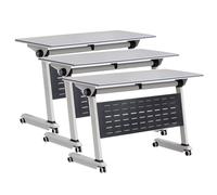 Foldable Mobile Training Table, Rectangle Flip-Top Work Table with Silent Wheels, Portable Space-Saving for Office Meeting Room Classroom