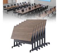 Foldable Mobile Training Table with CastersRolling Flip Top Conference Table for Seminar Meeting & WorkshopModular Design for Easy Storage & Transport
