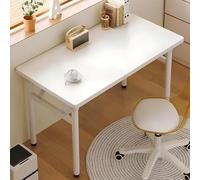 Foldable Modern Computer Desk - No Assembly Space-Saving Writing Table with Sturdy Metal & Wood Structure Ideal for Home Office Study Room Bedroom Outdoor Use (White 60x120x74CM)