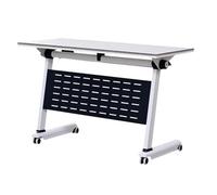 Foldable Modular Conference Table - Mobile Flip-Top Training Table with Shelves Ideal for Office Classroom & Meeting Spaces (120x50cm)